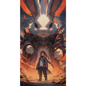 Yishu - Giant Rabbit Warrior - 40*70CM 11CT 3 Stamped Cross Stitch