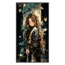 Load image into Gallery viewer, Yishu - Girl With Curly Hair And Butterflies - 40*70CM 11CT 3 Stamped Cross Stitch

