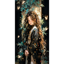 Load image into Gallery viewer, Yishu - Girl With Curly Hair And Butterflies - 40*70CM 11CT 3 Stamped Cross Stitch
