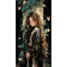 Load image into Gallery viewer, Yishu - Girl With Curly Hair And Butterflies - 40*70CM 11CT 3 Stamped Cross Stitch
