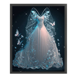 Huancan - White Dress With Butterflies - 40*50CM 11CT 3 Stamped Cross Stitch