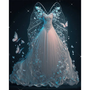 Huancan - White Dress With Butterflies - 40*50CM 11CT 3 Stamped Cross Stitch