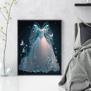Huancan - White Dress With Butterflies - 40*50CM 11CT 3 Stamped Cross Stitch
