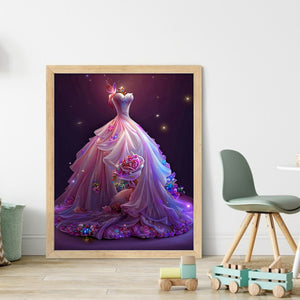 Huancan - Flower Dress - 40*50CM 11CT 3 Stamped Cross Stitch
