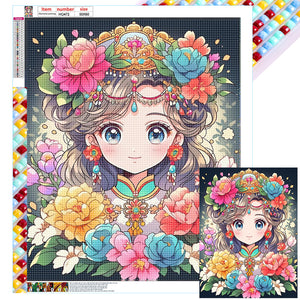 Girl And Flower 50*60CM(Canvas) Full Square Drill Diamond Painting