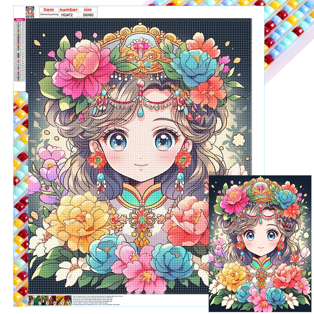 Girl And Flower 50*60CM(Canvas) Full Square Drill Diamond Painting