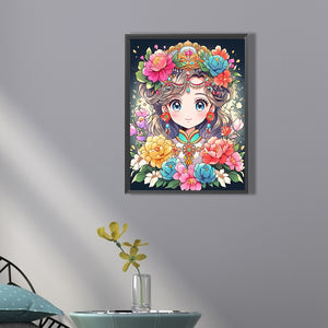 Girl And Flower 50*60CM(Canvas) Full Square Drill Diamond Painting