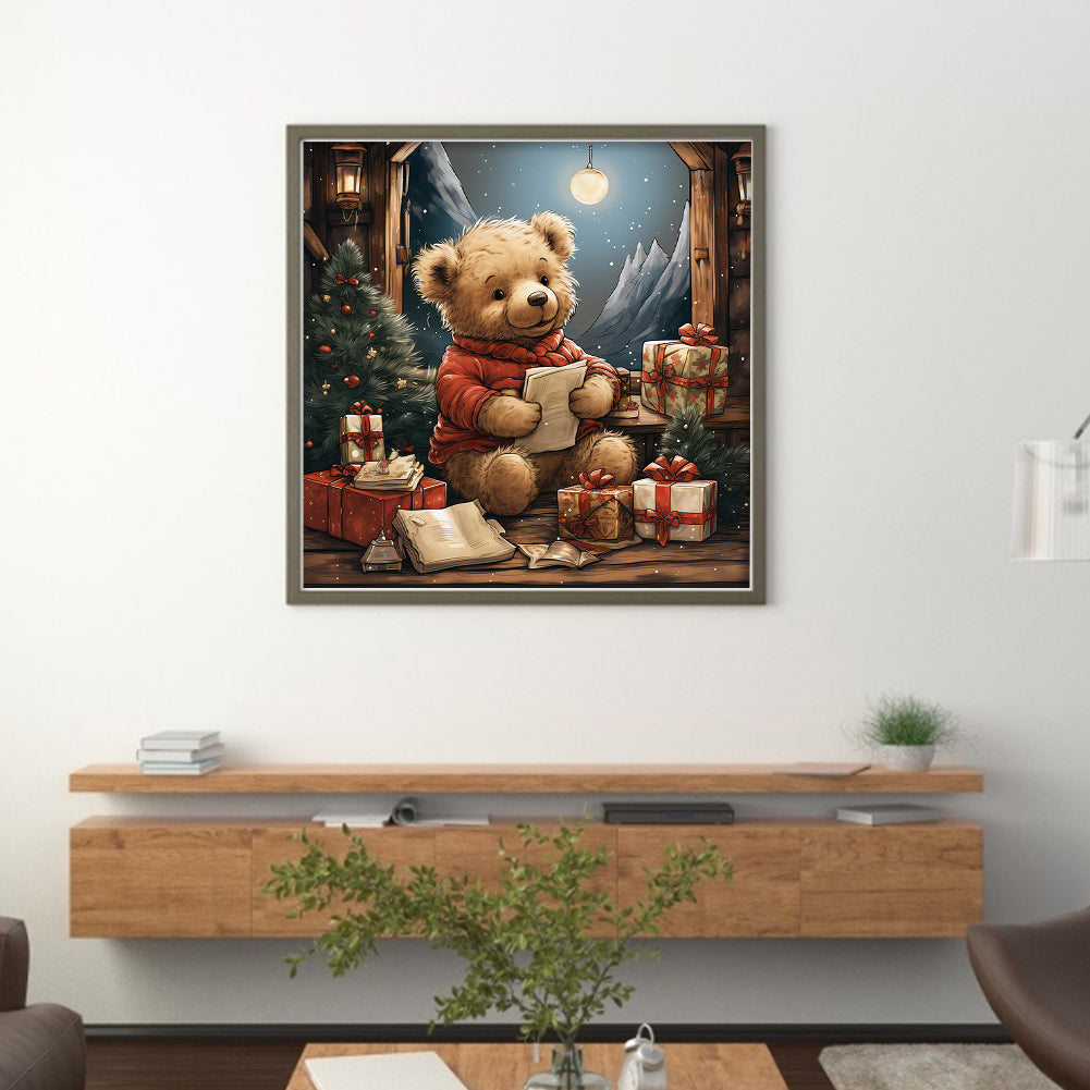 Christmas Bear - Full 11CT Stamped Cross Stitch 40x40CM - Huacan