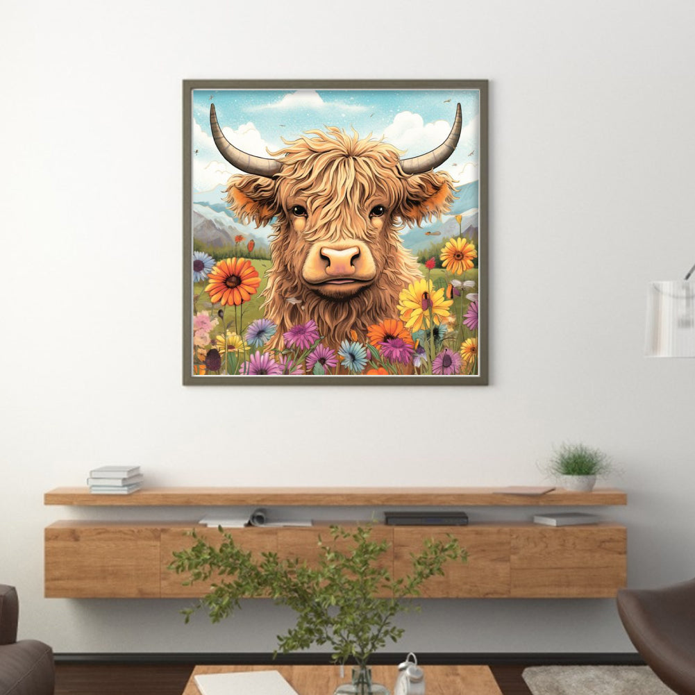 Daisy And Yak - Full 11CT Stamped Cross Stitch 40x40CM - Huacan