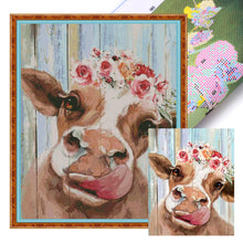 Load image into Gallery viewer, Yishu - Cow - 40*50CM 11CT 3 Stamped Cross Stitch
