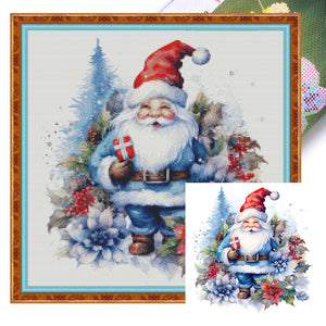 Huancan - Blue Santa Claus - 50*50CM 11CT 3 Stamped Cross Stitch