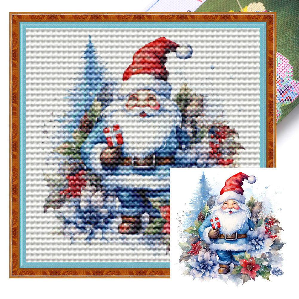 Huancan - Blue Santa Claus - 50*50CM 11CT 3 Stamped Cross Stitch