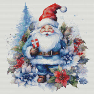 Huancan - Blue Santa Claus - 50*50CM 11CT 3 Stamped Cross Stitch