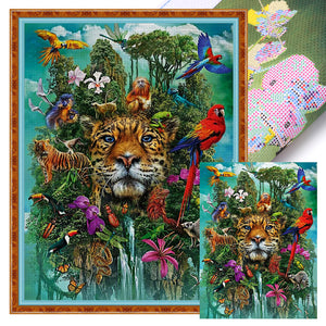 Huancan - Tiger With Flowers And Birds - 40*55CM 14CT 2 Stamped Cross Stitch