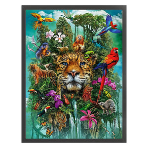Huancan - Tiger With Flowers And Birds - 40*55CM 14CT 2 Stamped Cross Stitch