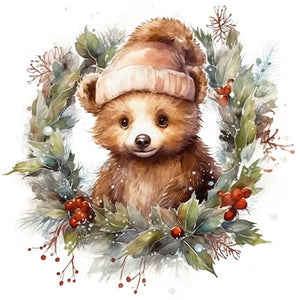 Huancan - Christmas Bear - 30*30CM 18CT 2 Stamped Cross Stitch