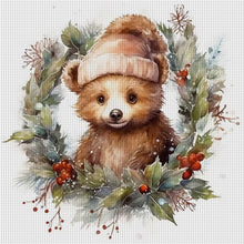 Load image into Gallery viewer, Huancan - Christmas Bear - 30*30CM 18CT 2 Stamped Cross Stitch
