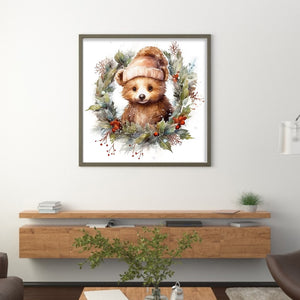 Huancan - Christmas Bear - 30*30CM 18CT 2 Stamped Cross Stitch