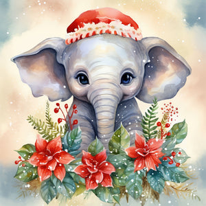 Christmas Winter Elephant 30*30CM(Canvas) Full Round Drill Diamond Painting
