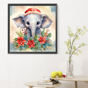 Christmas Winter Elephant 30*30CM(Canvas) Full Round Drill Diamond Painting