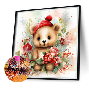 Christmas Winter Bear 30*30CM(Canvas) Full Round Drill Diamond Painting