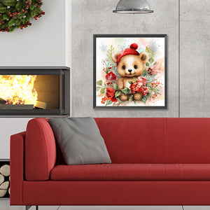Christmas Winter Bear 30*30CM(Canvas) Full Round Drill Diamond Painting