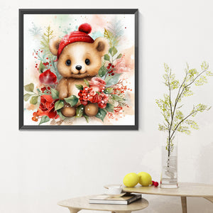 Christmas Winter Bear 30*30CM(Canvas) Full Round Drill Diamond Painting