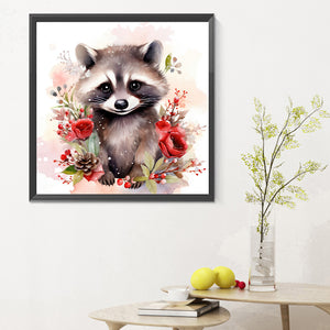 Christmas Winter Raccoon 30*30CM(Canvas) Full Round Drill Diamond Painting