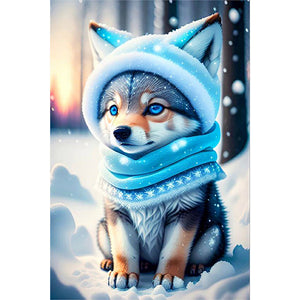 Wolf Under Snowflakes 40*60CM(Canvas) Full Round Drill Diamond Painting