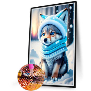 Wolf Under Snowflakes 40*60CM(Canvas) Full Round Drill Diamond Painting