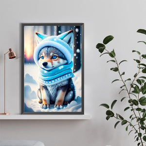 Wolf Under Snowflakes 40*60CM(Canvas) Full Round Drill Diamond Painting