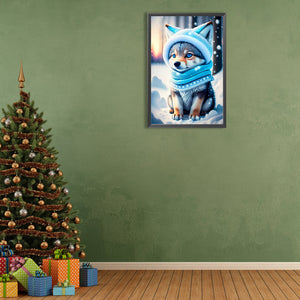 Wolf Under Snowflakes 40*60CM(Canvas) Full Round Drill Diamond Painting
