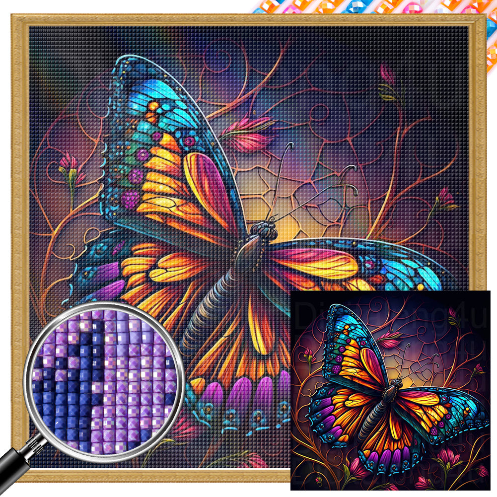 Flowers And Butterflies 30*30CM(Picture) Partial AB Full Square Drill Diamond Painting