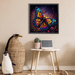 Flowers And Butterflies 30*30CM(Picture) Partial AB Full Square Drill Diamond Painting