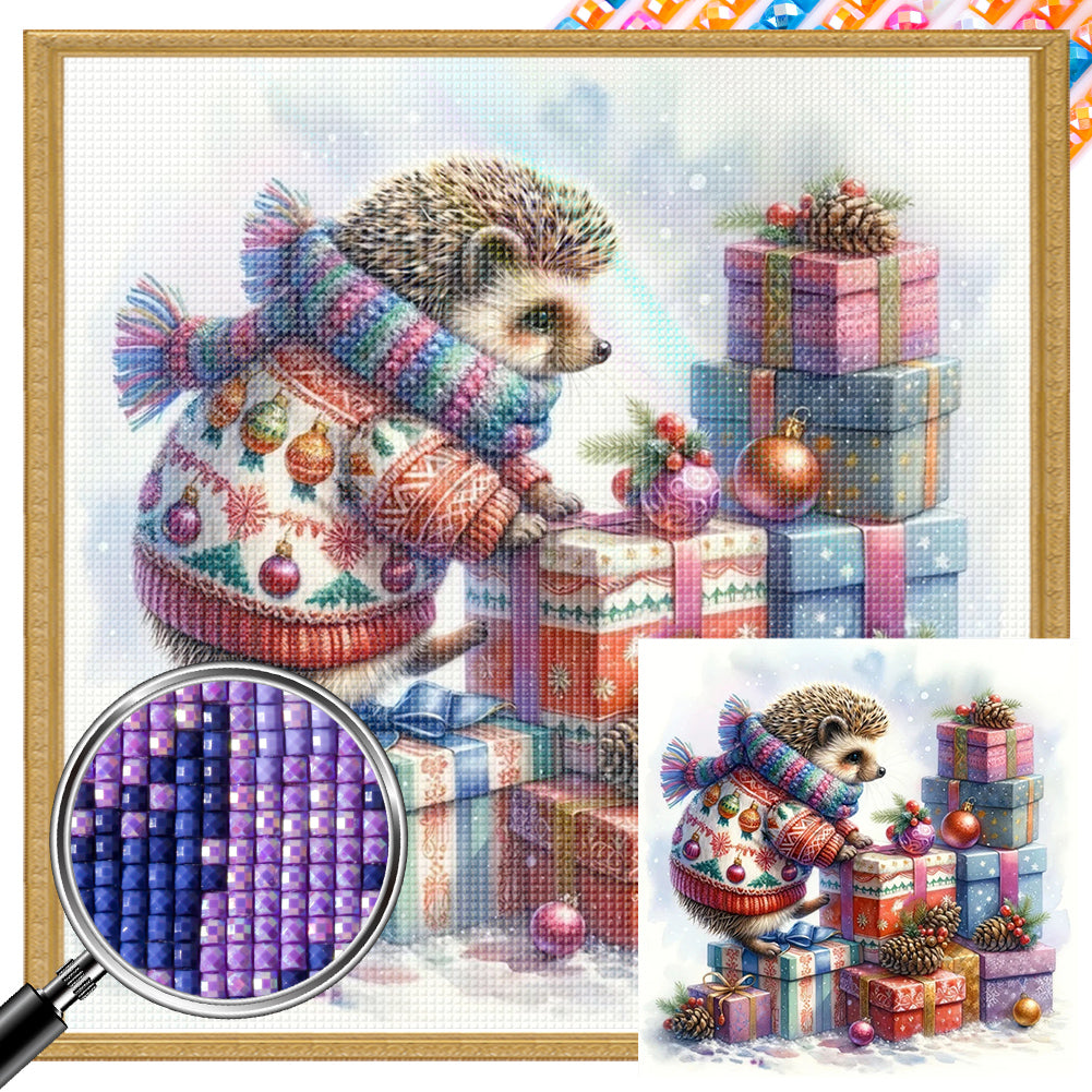 Christmas Gift Hedgehog 30*30CM(Picture) Partial AB Full Square Drill Diamond Painting