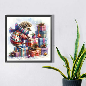Christmas Gift Hedgehog 30*30CM(Picture) Partial AB Full Square Drill Diamond Painting