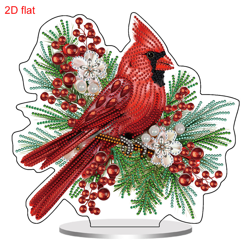 2D Flat Cardinal DIY Diamond Painting Tabletop Ornaments Kit for Home Office
