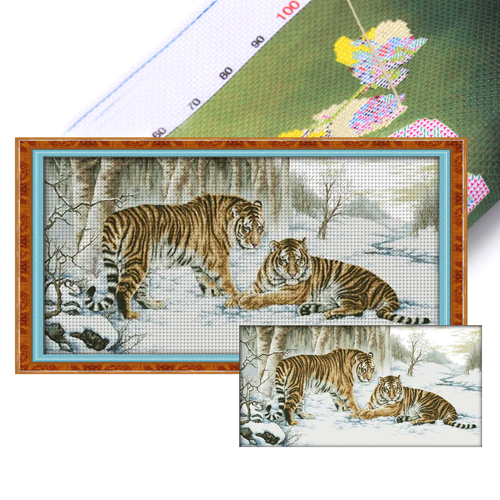 Joy Sunday - Tiger - 163*89CM 14CT 2 Stamped Cross Stitch