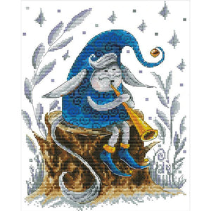 Joy Sunday - Elf Playing The Trumpet - 27*34CM 14CT 2 Stamped Cross Stitch