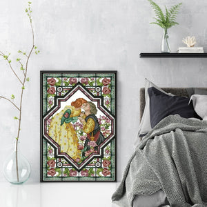 Joy Sunday - Lovers In The Rose Garden - 29*42CM 14CT 2 Stamped Cross Stitch