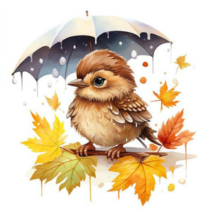 Bird With Umbrella 30*30CM(Canvas) Full Round Drill Diamond Painting