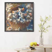 Load image into Gallery viewer, Flowers And Cat 30*30CM(Canvas) Full Round Drill Diamond Painting
