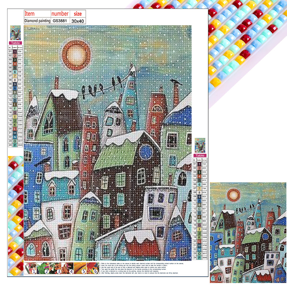 Snowy City 30*40CM(Canvas) Full Square Drill Diamond Painting