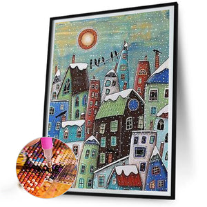 Snowy City 30*40CM(Canvas) Full Square Drill Diamond Painting