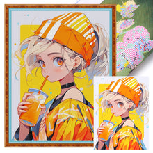 Load image into Gallery viewer, Yishu - Girl Drinking Juice - 40*53CM 11CT 3 Stamped Cross Stitch
