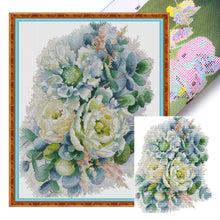 Load image into Gallery viewer, Joy Sunday - Peony - 34*40CM 14CT 2 Stamped Cross Stitch

