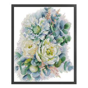 Joy Sunday - Peony - 34*40CM 14CT 2 Stamped Cross Stitch