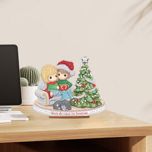 Wooden Xmas Doll Diamonds Painting Desktop Decor for Xmas Table Office Decor(3)