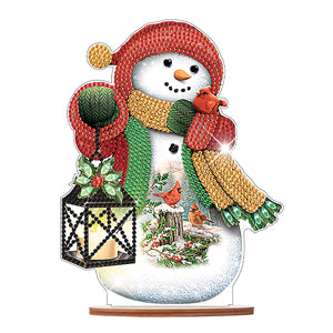 Christmas Wooden Xmas Snowman Diamonds Painting Desktop Decor for Table Office Decor (7)