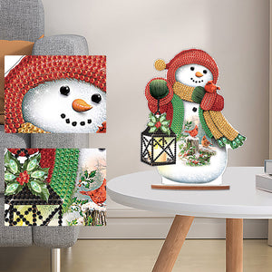 Christmas Wooden Xmas Snowman Diamonds Painting Desktop Decor for Table Office Decor (7)